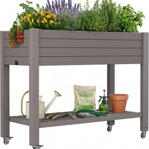 Elevated Rolling Resin Garden Bed